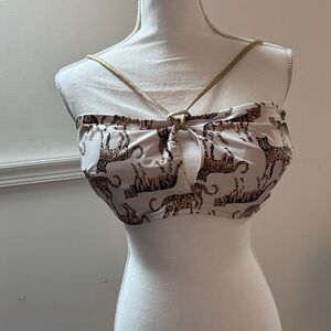 Aerin Leopard Print Bikini Top with Gold Straps